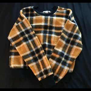 Forever 21 Yellow and Black Plaid Sweater